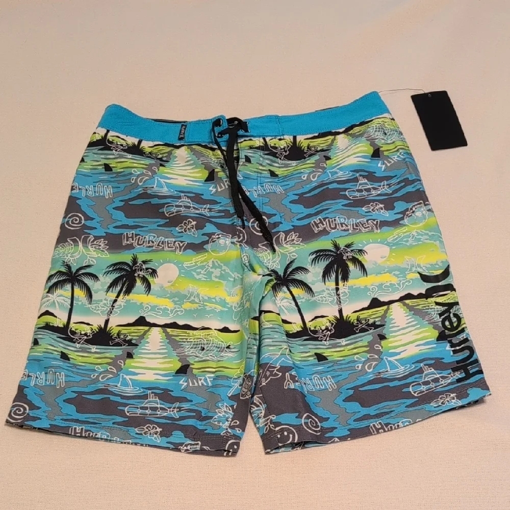 Hurley Oceanic Palm Print Board Shorts Boys Size 16